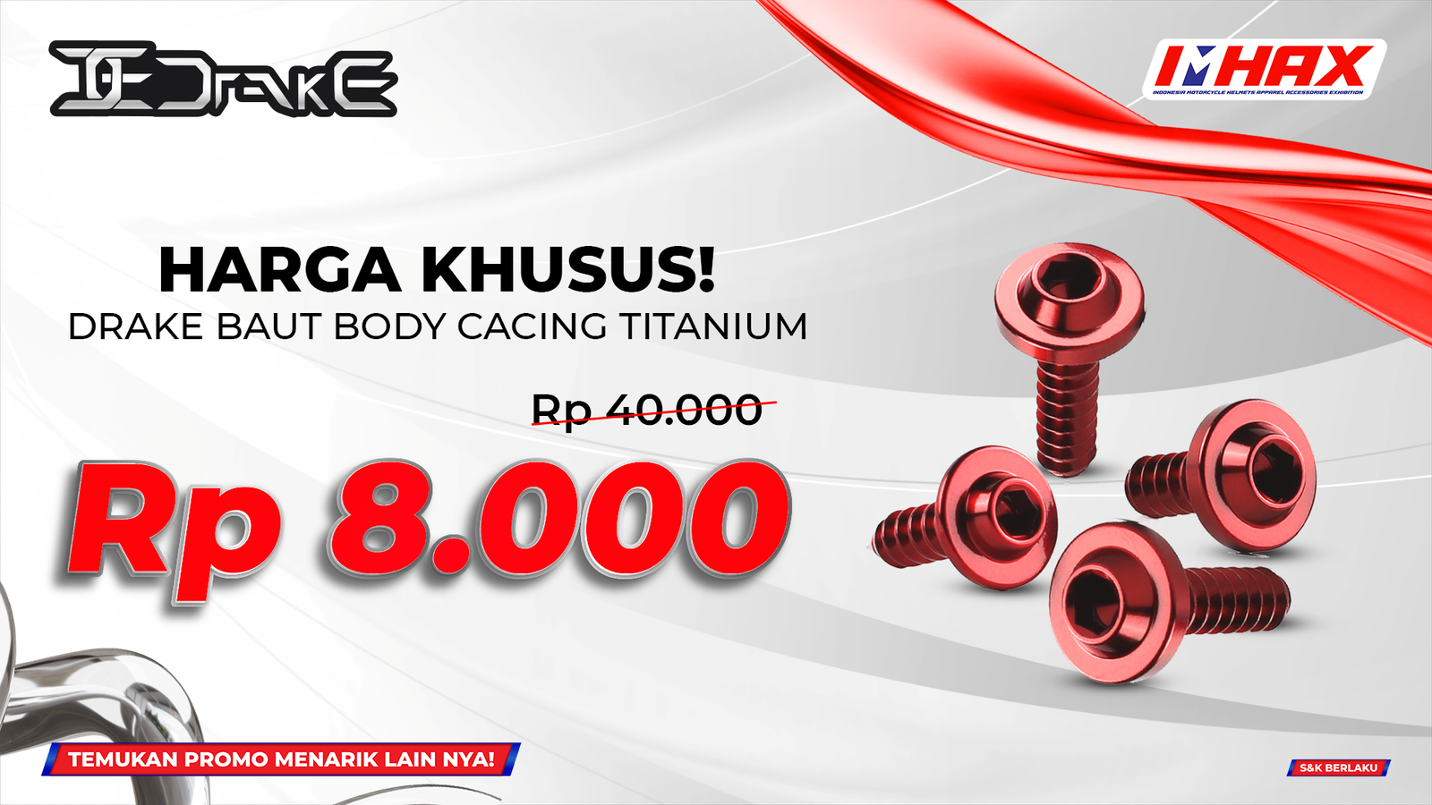 Baut Body Cacing Titanium Rp8.000