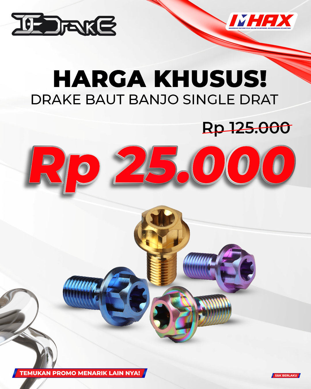 Baut Banjo Single Drat Rp25.000